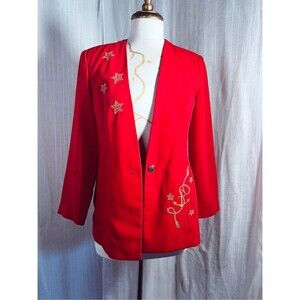 John Roberts Blazer Size 6 80's Vintage Embroidered Going Out Glam Rock Jacket
